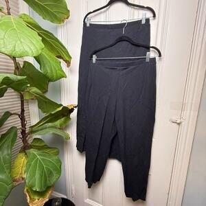 Women With Control Petite Black Elastic Waistband Pants Set of 2 Large